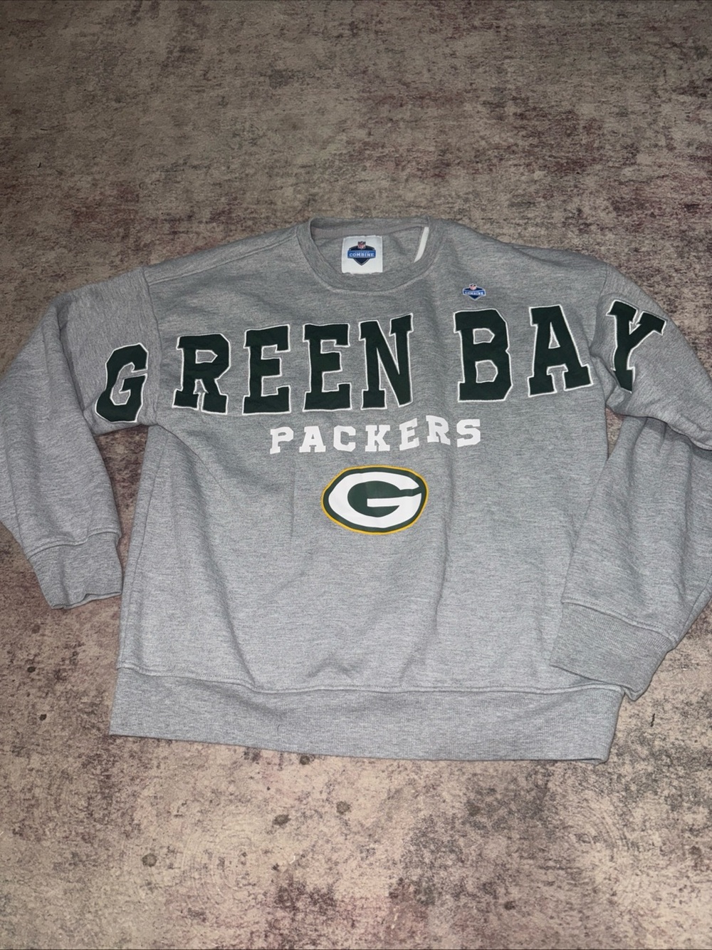NFL Green Bay Packers Gray Crewneck Sweatshirt with Green and Gold Logo